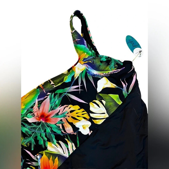Mynah • Tropical One Shoulder 1 Piece Swimsuit - Picture 3 of 8